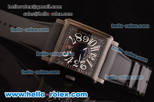 Franck Muller Conquistador Chronograph Automatic Movement PVD Case with Black Dial and Black Rubber Strap - Click Image to Close